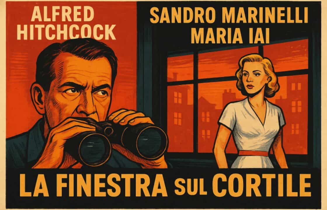 Poster vintage del film "La Finestra sul Cortile" di Alfred Hitchcock