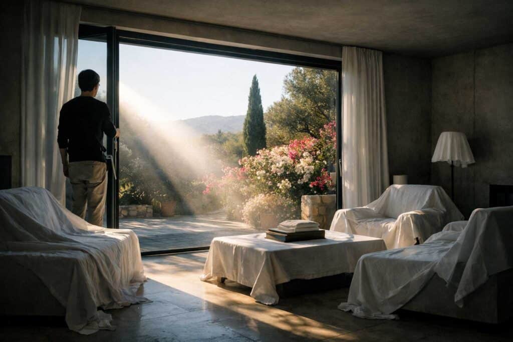 Serramenti in alluminio durata casa vacanza con luce naturale da finestra aperta